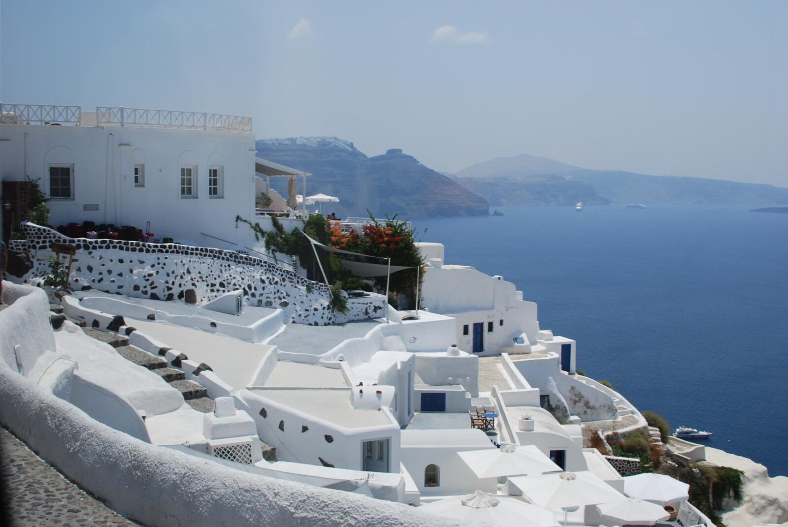 Santorini, Greece white houses overlooking the sea Mediterranean Cruise Santorini
