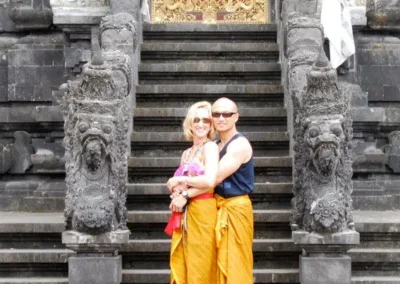 Jen and Vuong, Bat Temple (Goa Lawah) in Bali, Indonesia