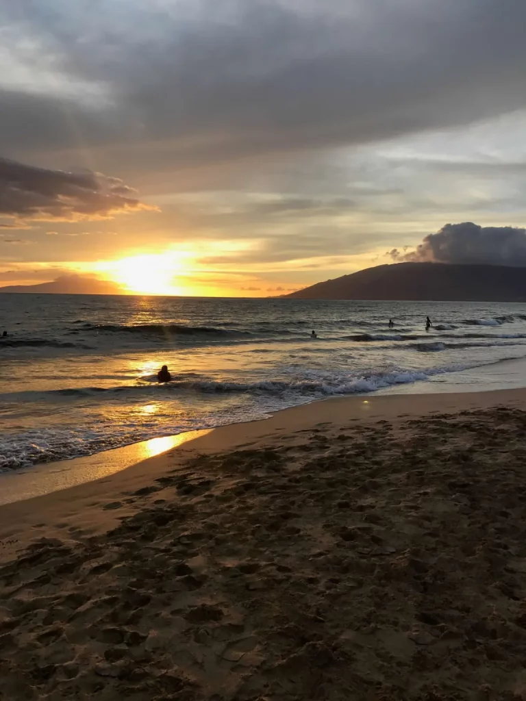 Sunset at the beach in hawaii 