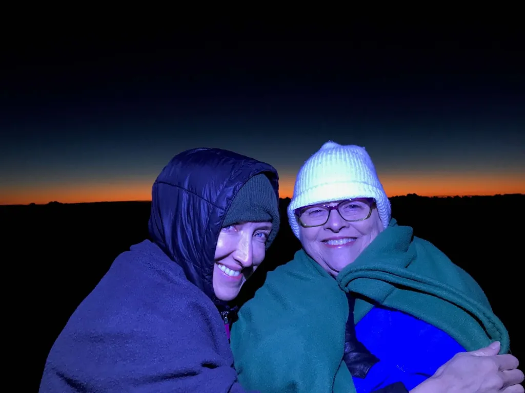 Photo of Jennifer and her mother at a sunrise at Haleakala