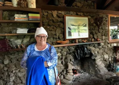 Photo of Jennifers mother in lodge on Haleakala