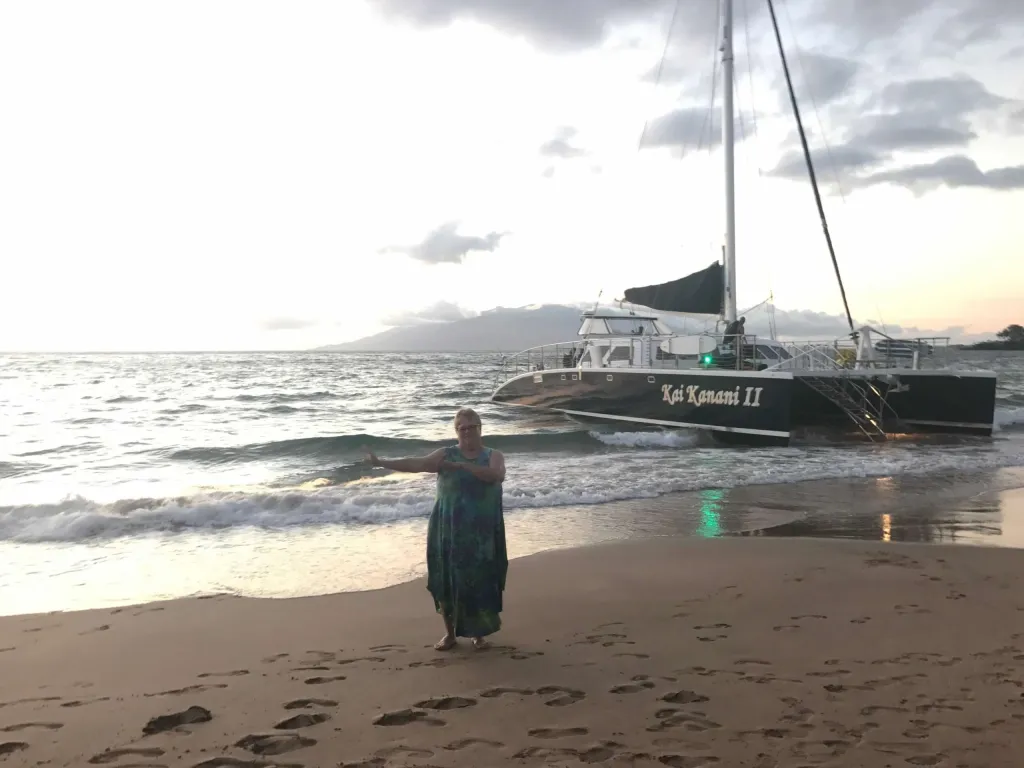 Photo of Jennifer's mother about to ride a boat