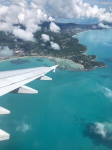 View of island from airplane