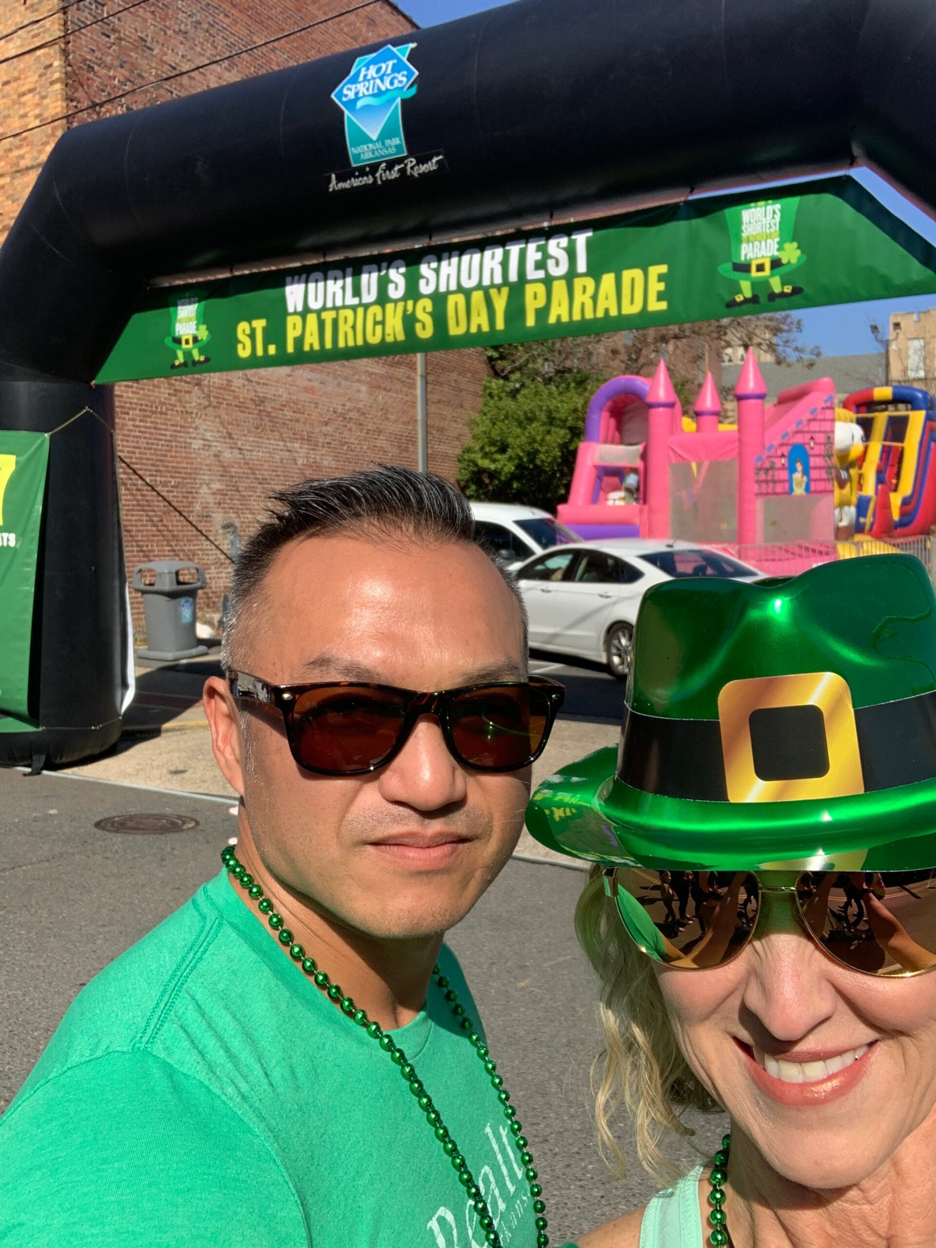 Jen and Vuong at World's Shortest St. Patrick's Day Parade