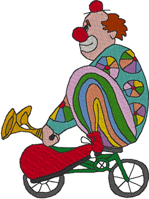 clown on tiny bike