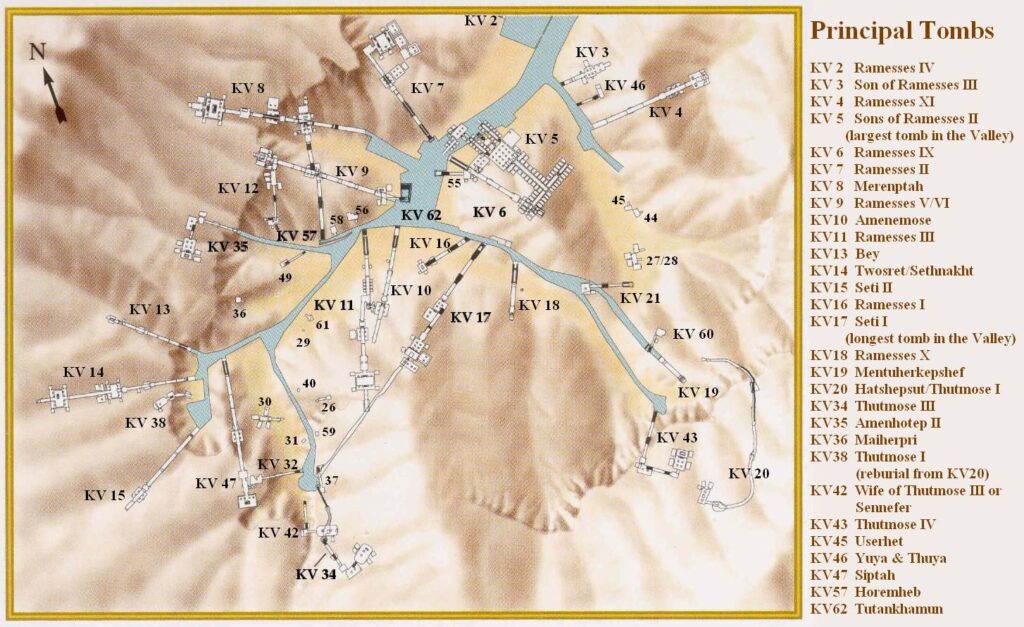 Map of Valley of the Kings, Luxor