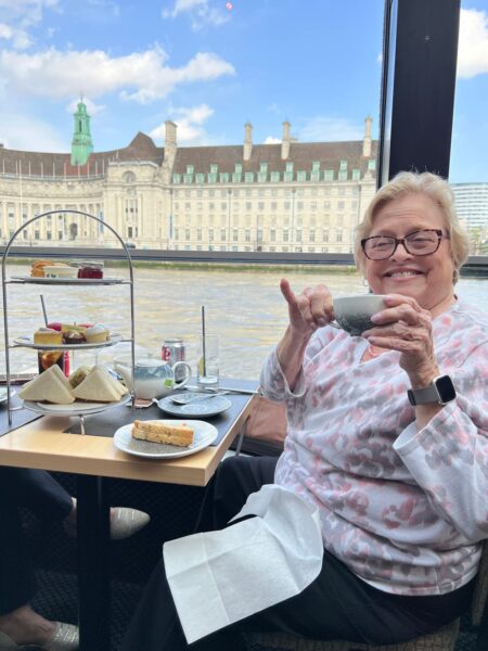 woman with tea cup and pinky out