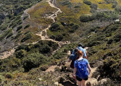 Hikers beginning a long trail to coast