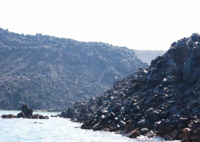 Volcanic rock islands and water