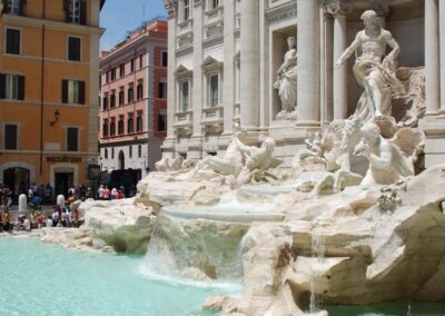 Marble fountain with clear blue water