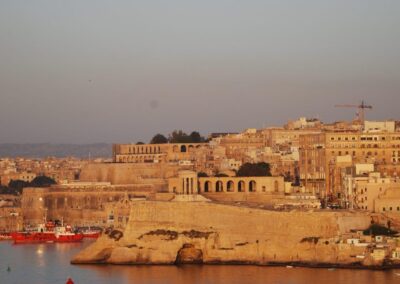 ancient city bathed in sunlight