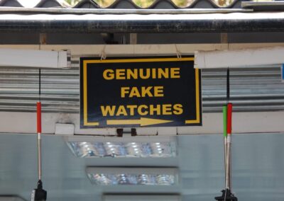 Sign that says genuine fake watches