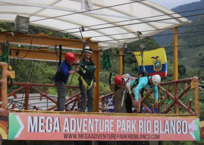 people getting ready to zip line