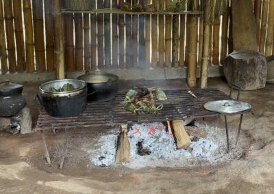 rustic grill with food