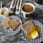toast with eggs and coffee